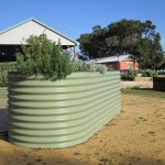 400mm high pale eucalypt raised colorbond garden bed